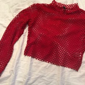 ❤️Dollskill Fishnet Long Sleeve Crop Top❤️